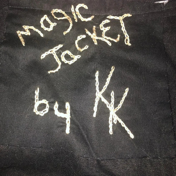 MAGIC JACKET Sz ? Women's Linen Black Beige Gold "One of a Kind" Jacket Handmade - Picture 2 of 10